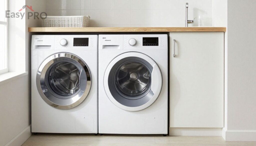 space saving stackable washer and dryer laundry room ideas